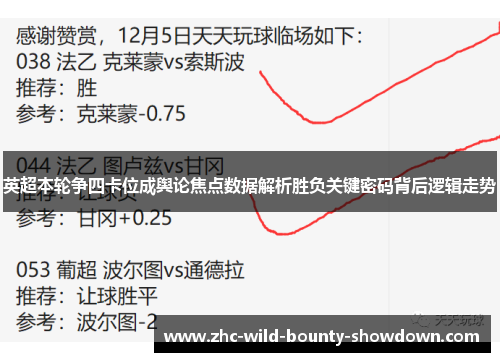 英超本轮争四卡位成舆论焦点数据解析胜负关键密码背后逻辑走势 英超本轮争四卡位成舆论焦点数据解析胜负关键密码背后逻辑走势